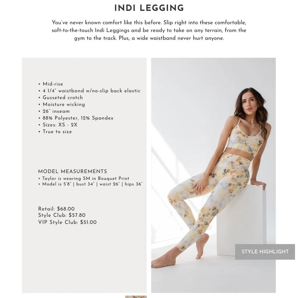 SAVVI Indi Leggings Bouquet Print | Size estimated Women's medium - Picture 9 of 11